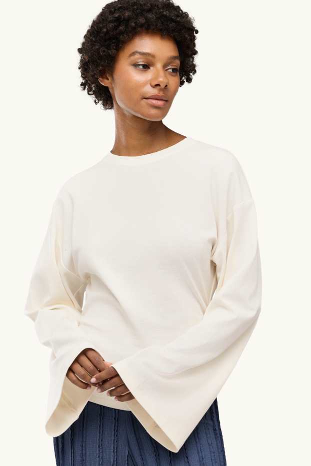 Donna - Maglia a maniche lunghe - slim fit - bianco crema