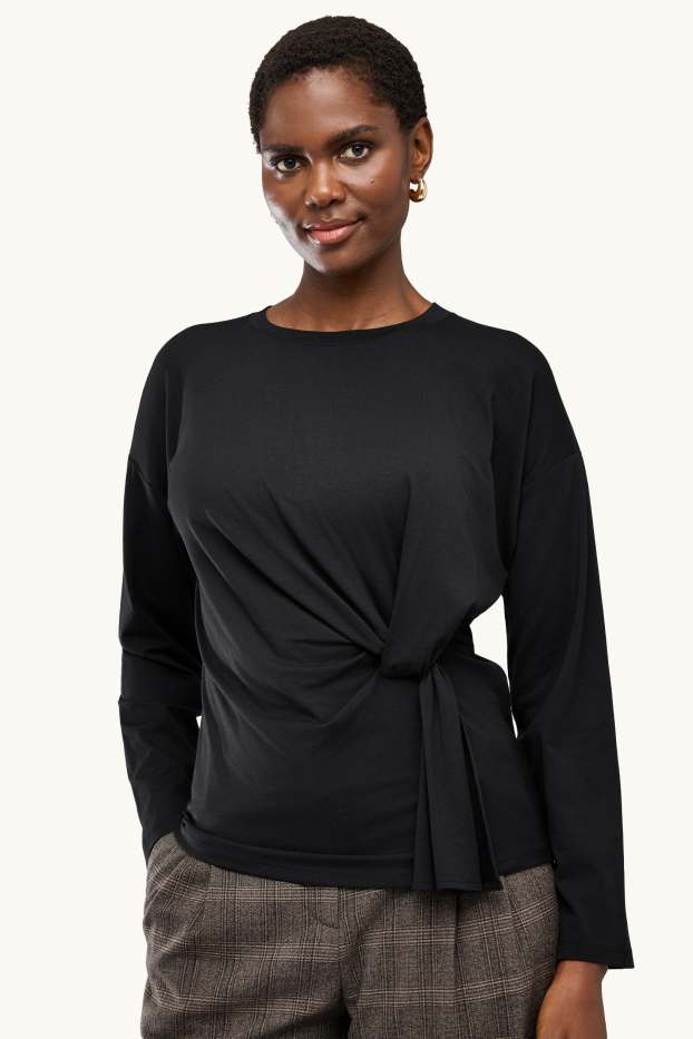 Women - Long sleeve top - regular fit - black