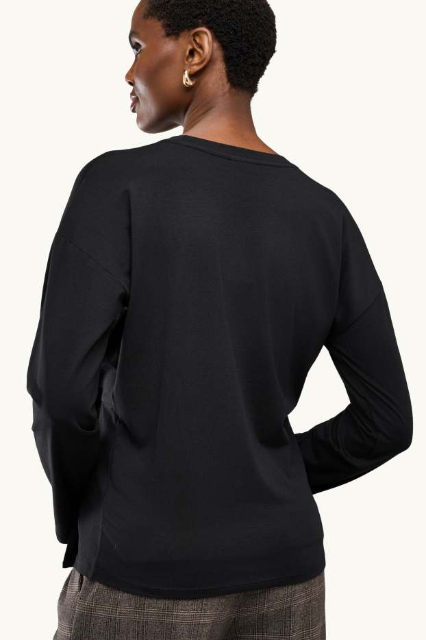 Women - Long sleeve top - regular fit - black