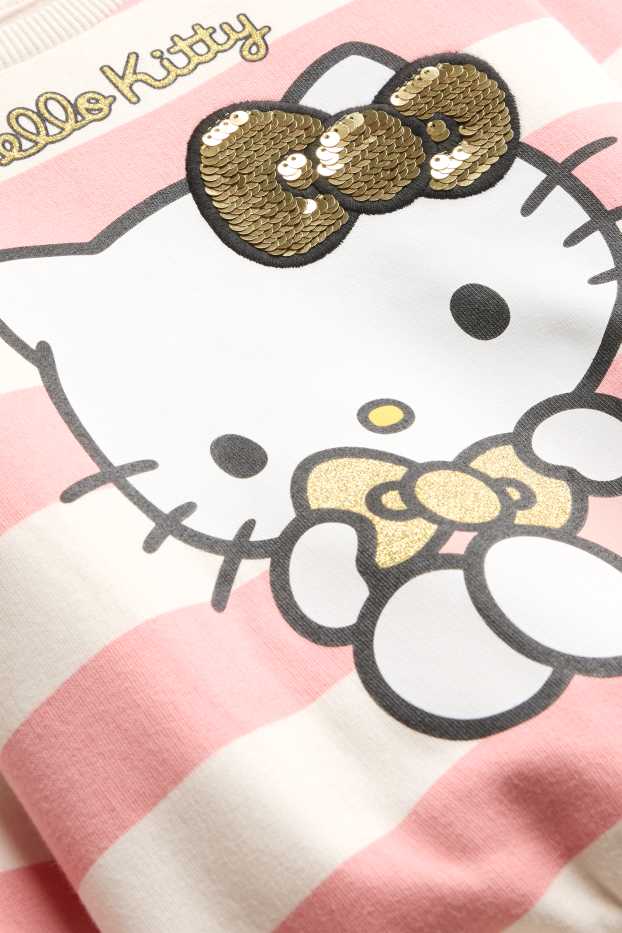 Děti - dívky - Hello Kitty - mikina - pruhovaná - s třpytivými efekty - růžová/zlatá