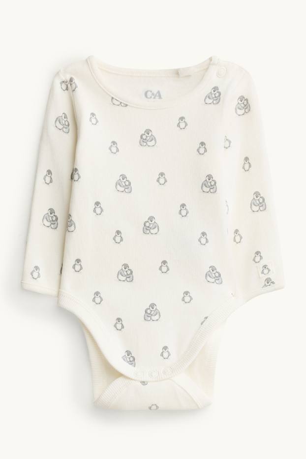 Unisex - Pinguïn - rompertje - crème wit