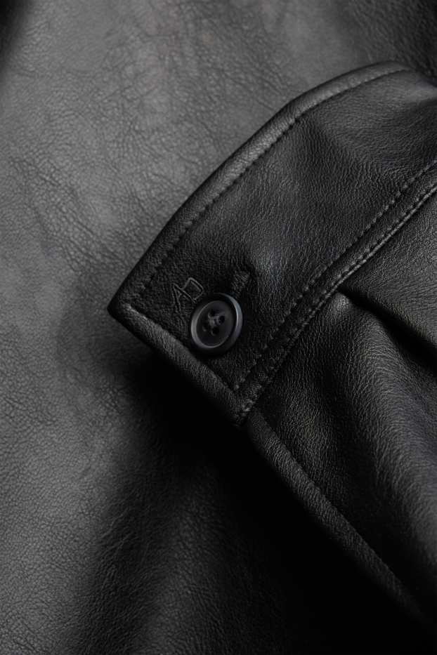 Herren - Hemdjacke - Relaxed Fit - Kent - Lederimitat - schwarz