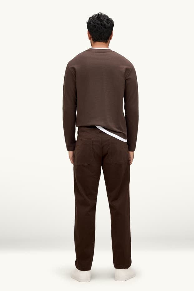 Pánské - Kalhoty chino - relaxed fit - LYCRA® - tmavohnědá