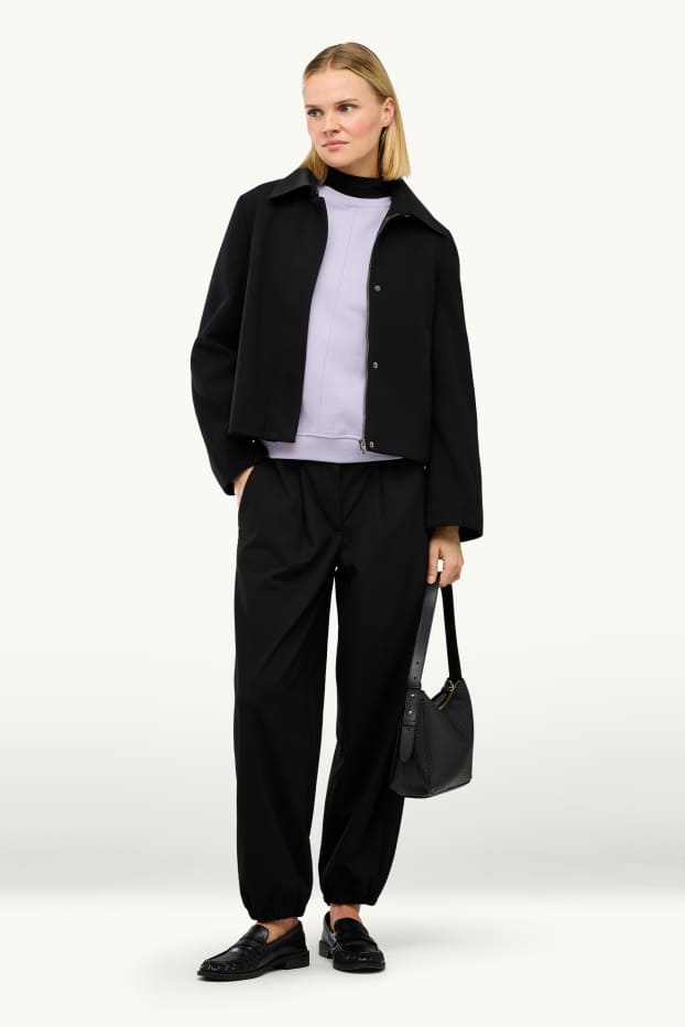 Women - Trousers - mid-rise waist - balloon leg - black