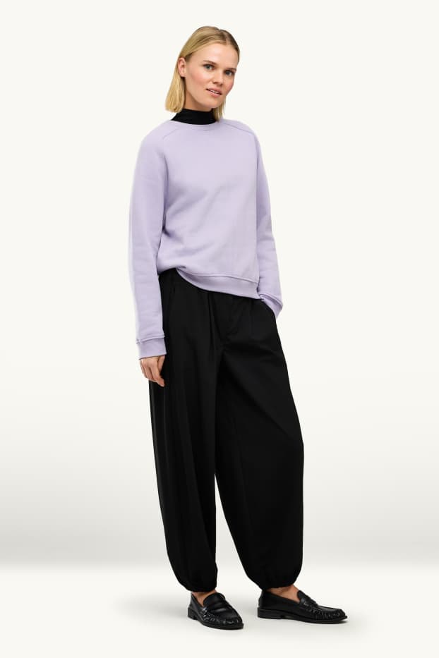 Women - Trousers - mid-rise waist - balloon leg - black