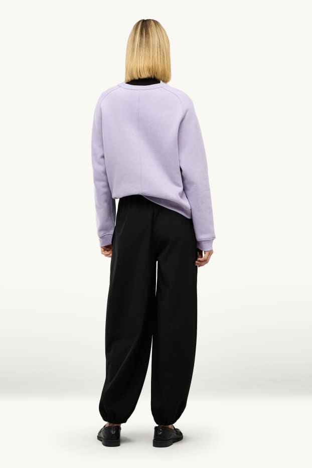 Women - Trousers - mid-rise waist - balloon leg - black