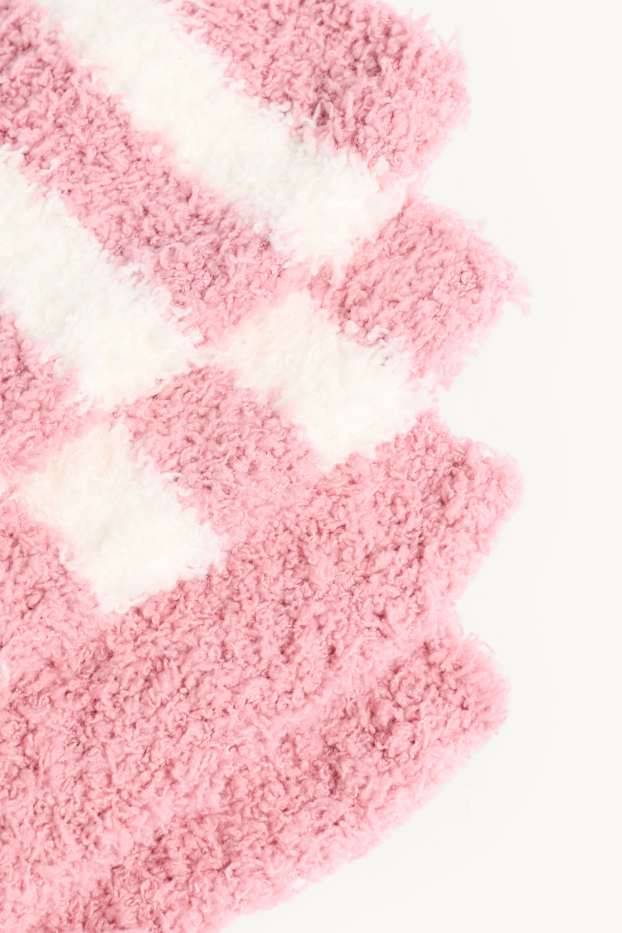 Damen - Multipack 2er - Kuschelsocken - gestreift - rosa