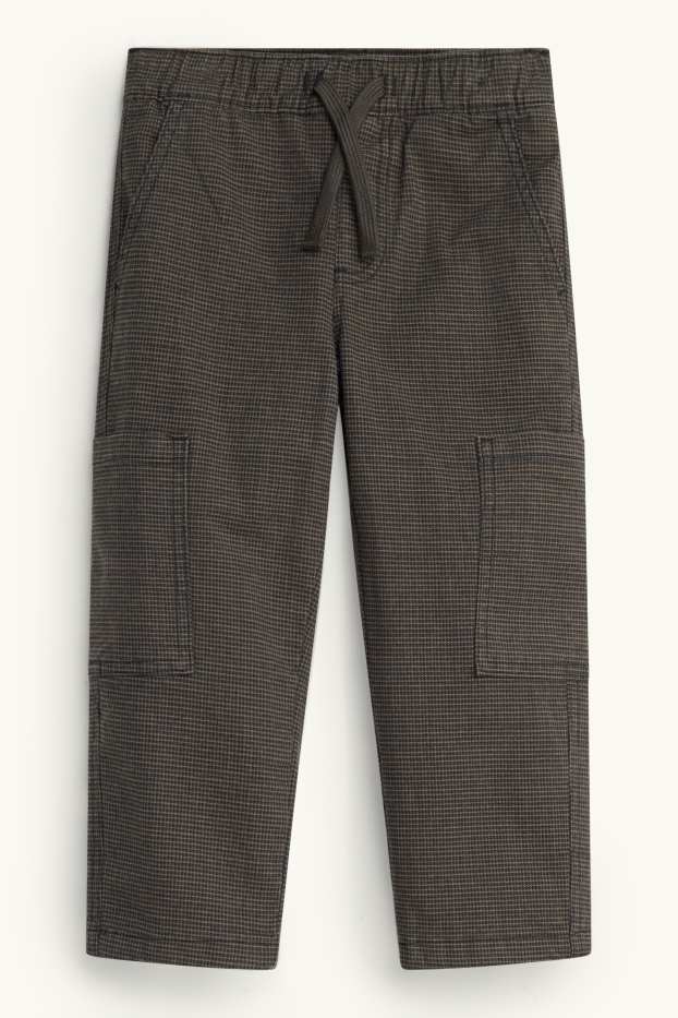 Kinderen: jongens - Thermocargobroek - LYCRA® - met patroon - grijs / bruin