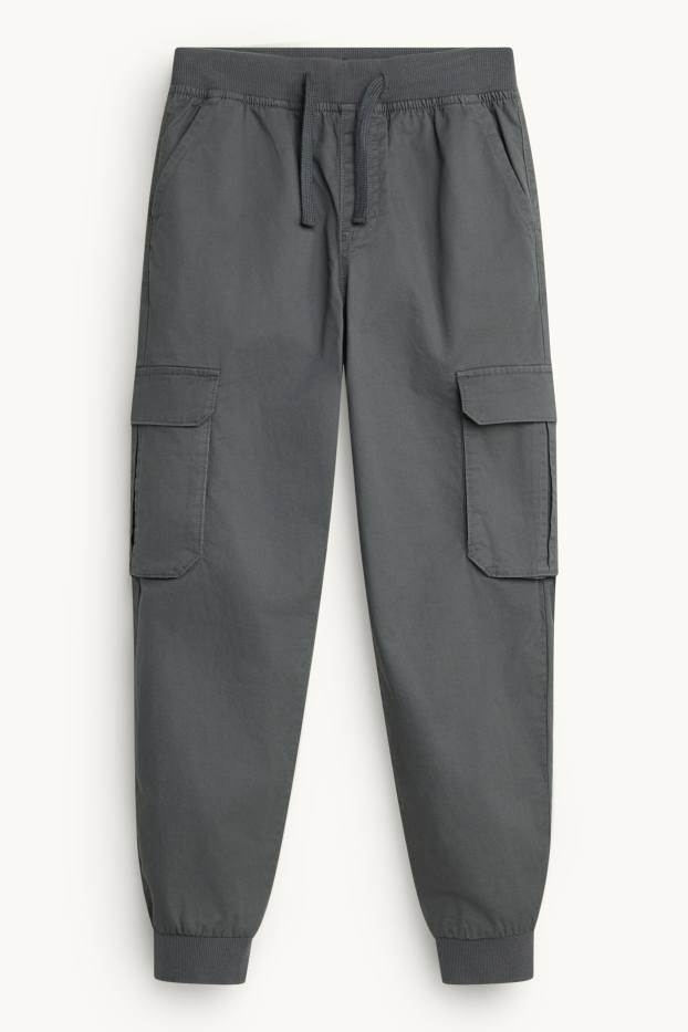 Enfants garçons - Pantalon cargo chaud - gris foncé
