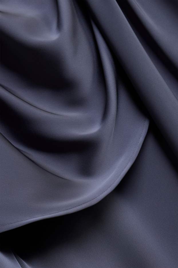 Dames - Satijnen blouse - donkerblauw