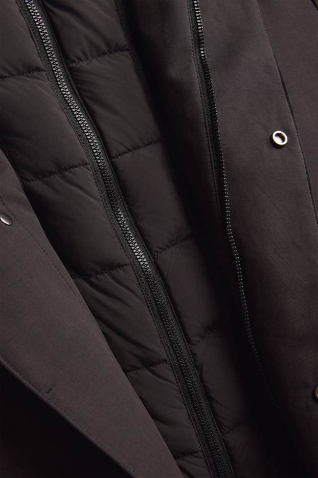 Uomo - Cappotto - foderato - effetto sovrapposto - marrone scuro