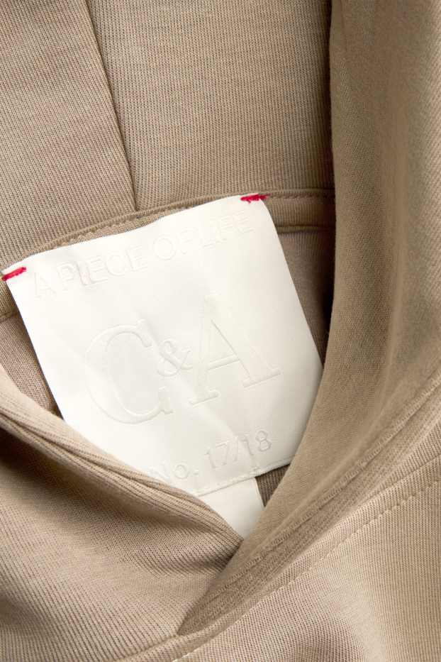 Hommes - Sweat à capuche - beige
