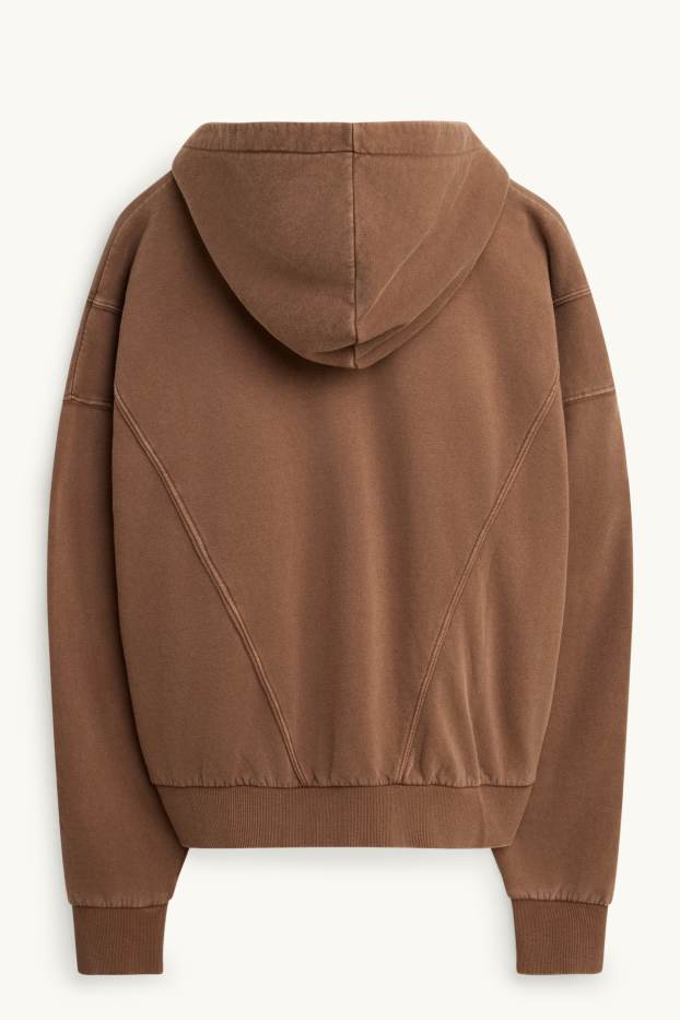 Heren - Sweatvest met capuchon - bruin