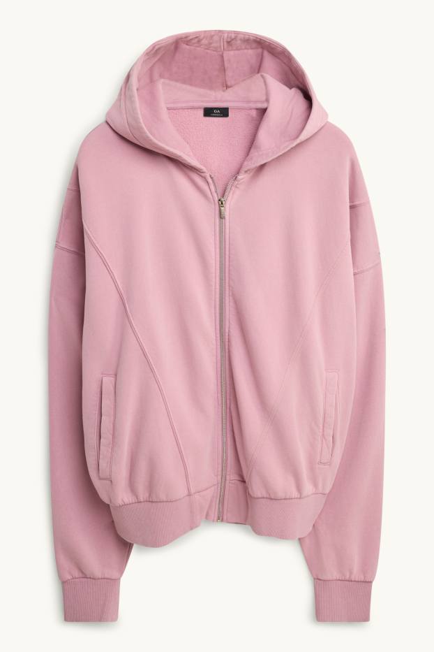 Heren - Sweatvest met capuchon - roze