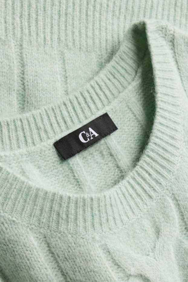 Damen - Pullover - Zopfmuster - hellgrün