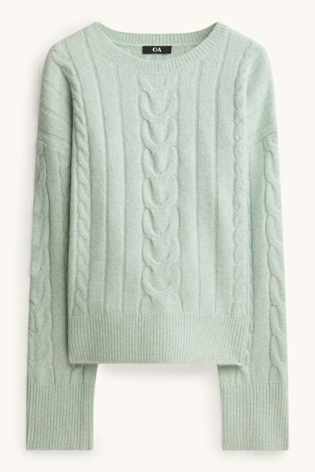 Damen - Pullover - Zopfmuster - hellgrün