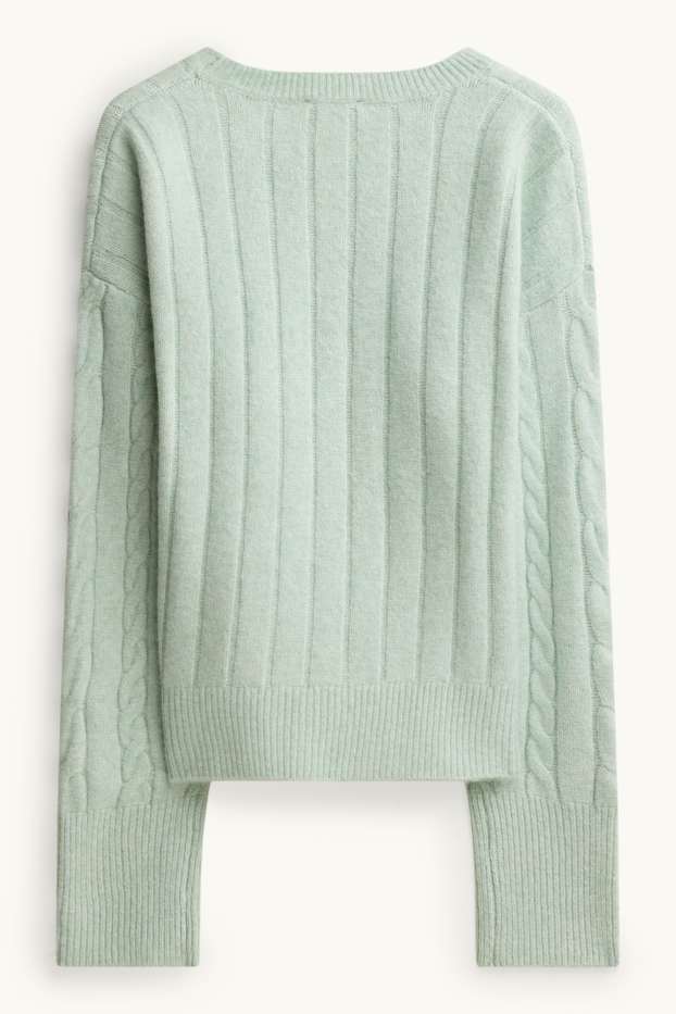 Damen - Pullover - Zopfmuster - hellgrün