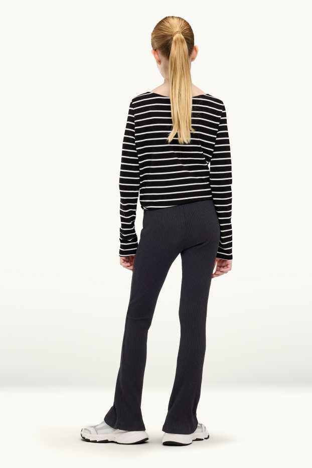 Kinder Mädchen - Multipack 2er - Flared Leggings - gerippt - schwarz / grau