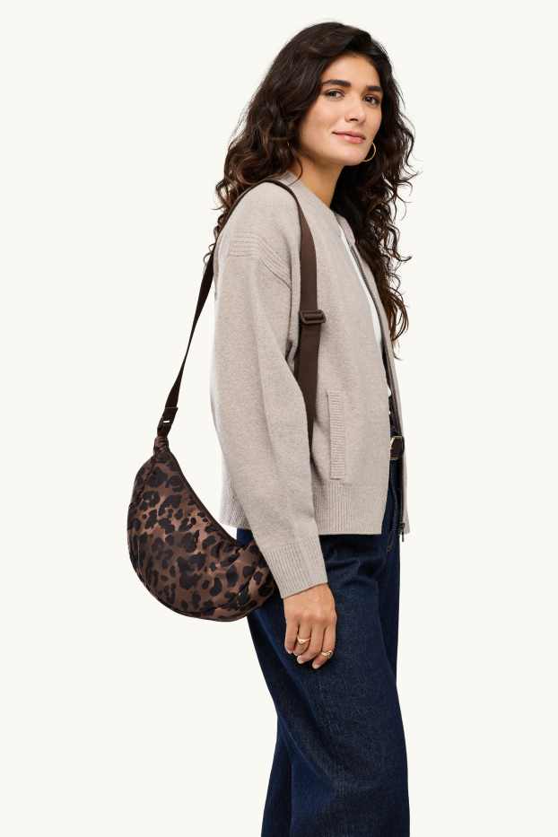 Damen - Umhängetasche - Leo-Print - braun