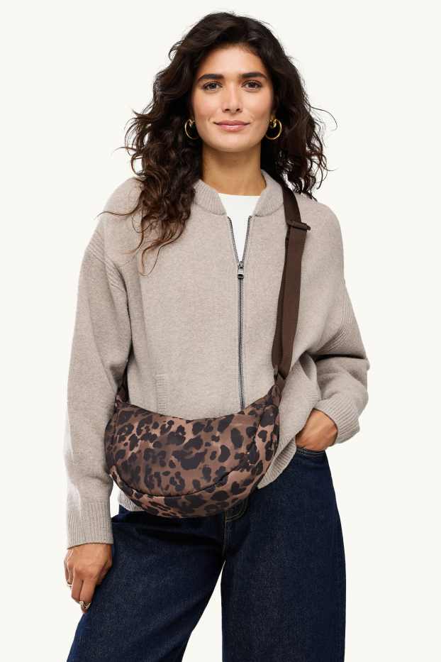 Damen - Umhängetasche - Leo-Print - braun