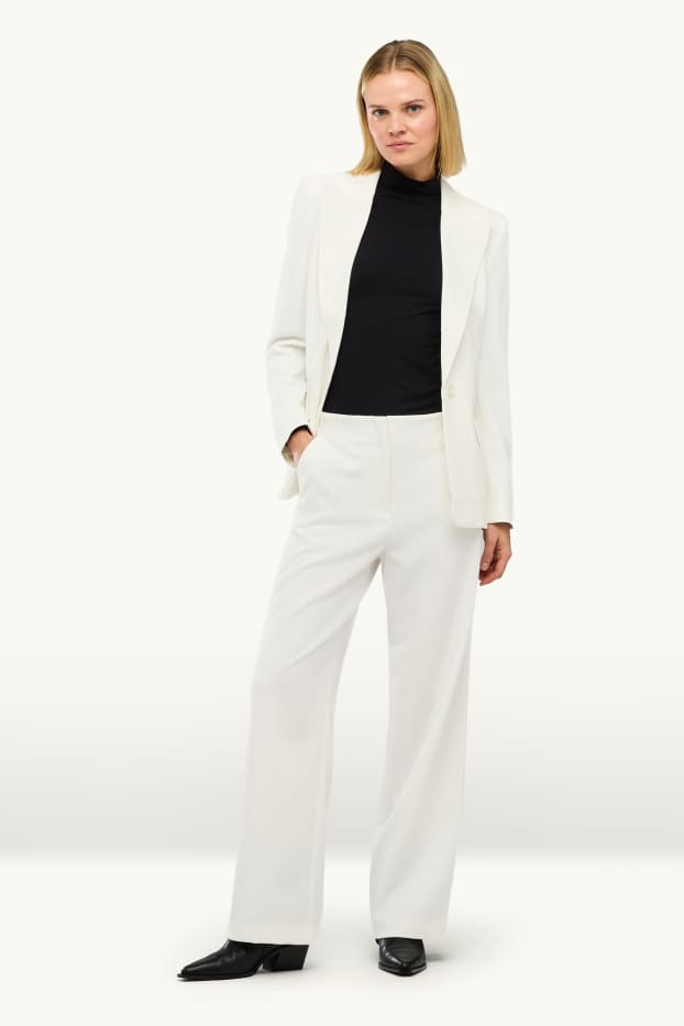 Femmes - Pantalon de bureau - high waist - wide leg - blanc crème