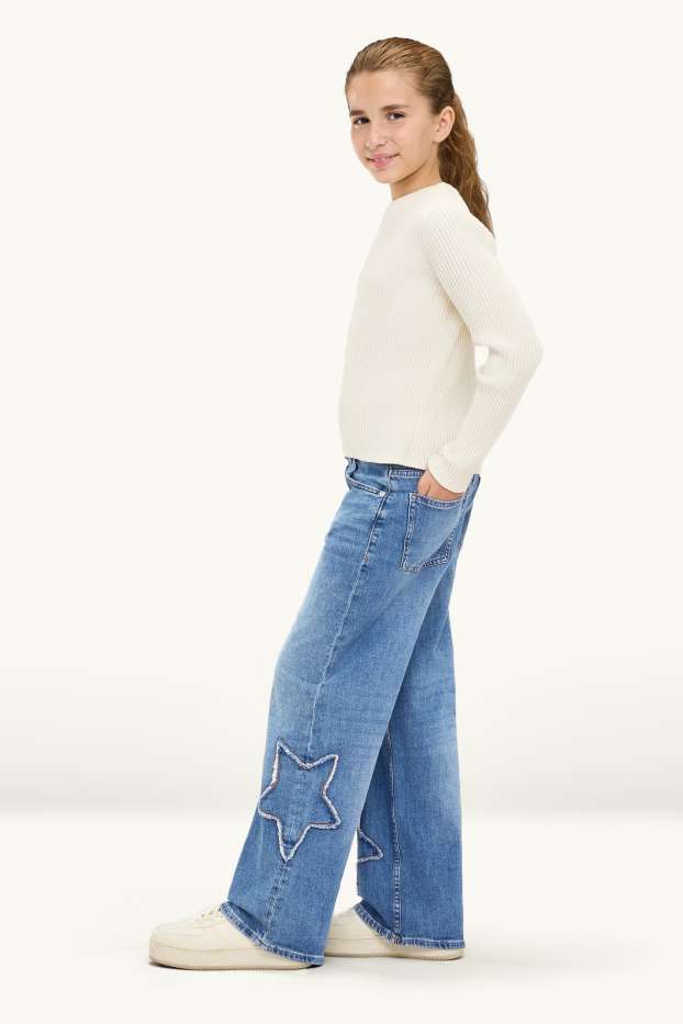 Bambine - Stella - jeans a gamba larga - jeans blu