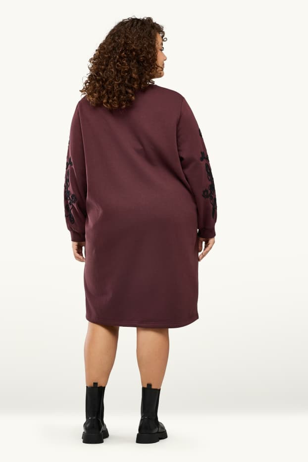 Dona - Vestit de dessuadora - straight fit - brodat - marró