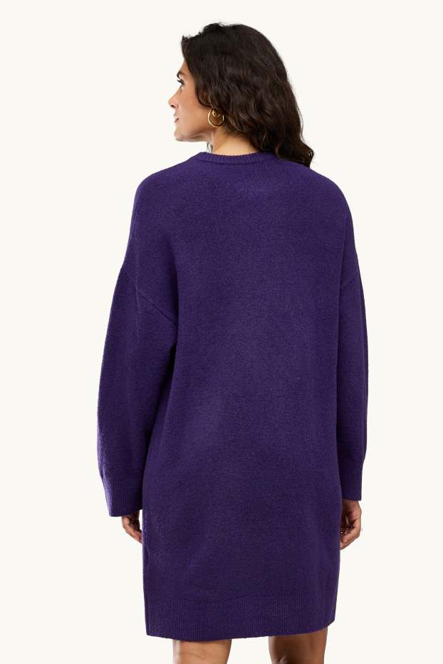 Women - Knitted dress - straight fit - blue