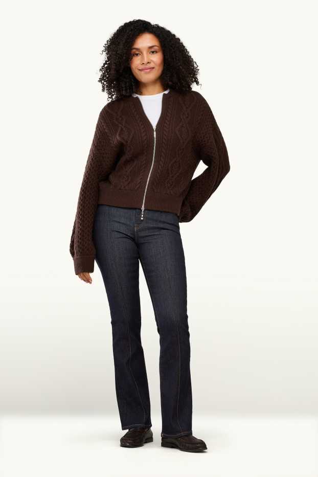 Femei - Bootcut jeans - talie medie - denim-albastru închis