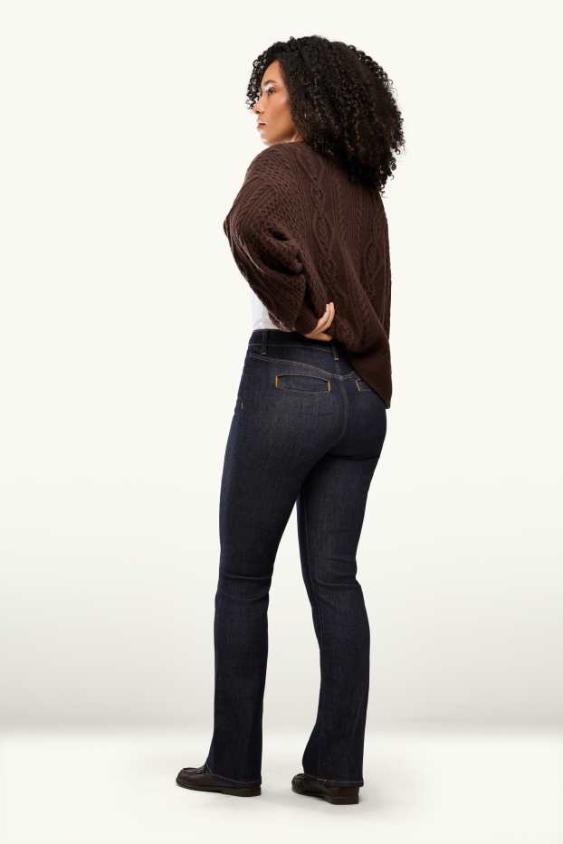 Femei - Bootcut jeans - talie medie - denim-albastru închis
