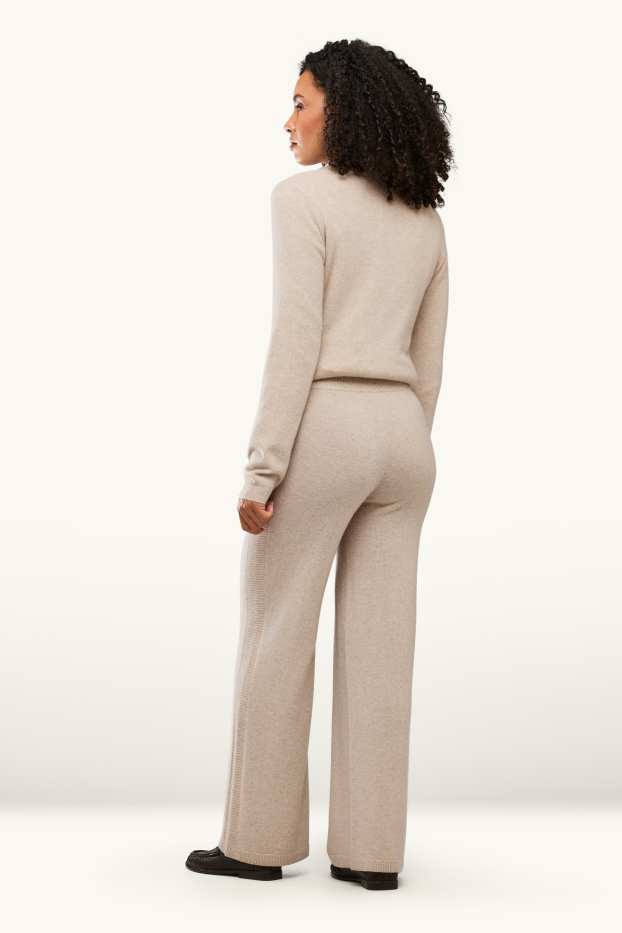 Femmes - Pantalon en cachemire - mid waist - straight leg - beige clair