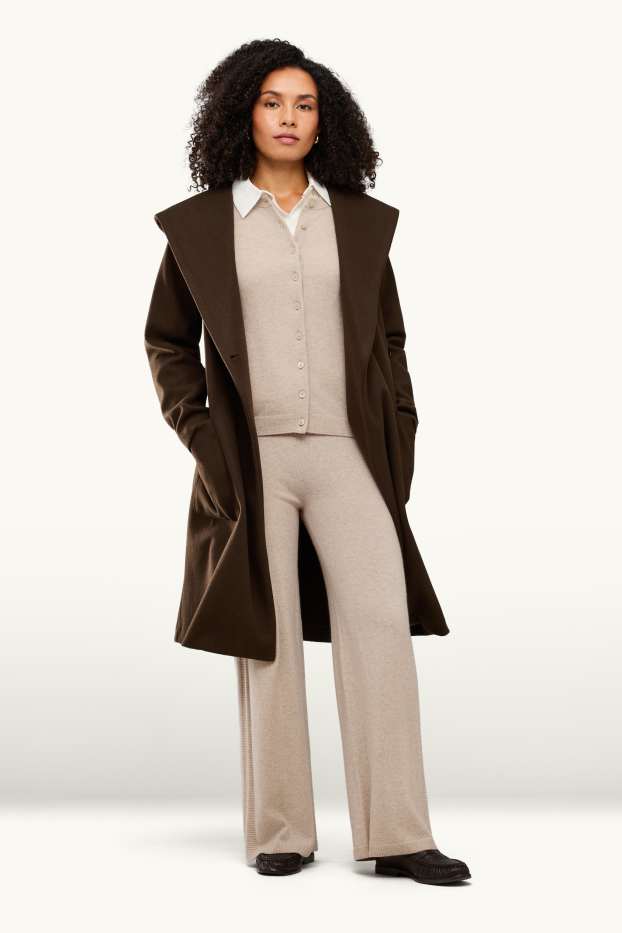 Femmes - Pantalon en cachemire - mid waist - straight leg - beige clair