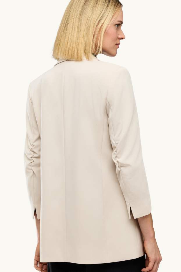 Dames - Lange blazer - regular fit - crèmekleurig