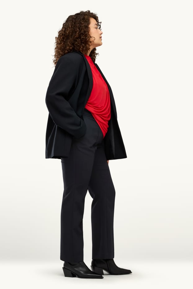 Donna - Pantaloni - vita media - flared - nero