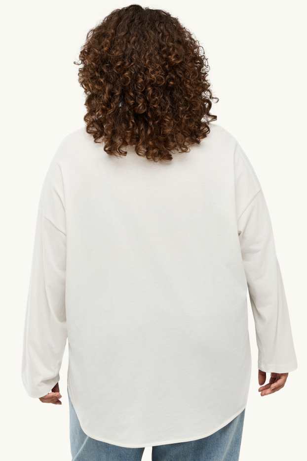 Femmes - Haut à manches longues - relaxed fit - effet brillant - blanc