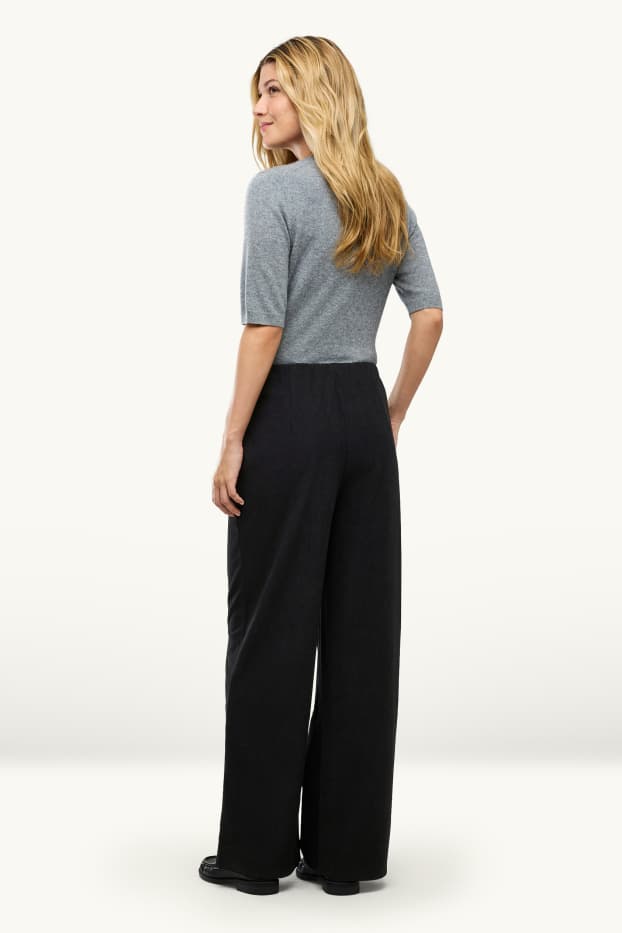 Donna - Pantaloni sportivi - a coste - nero