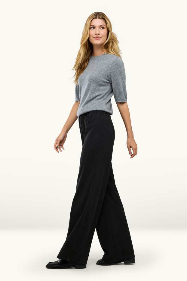 Donna - Pantaloni sportivi - a coste - nero