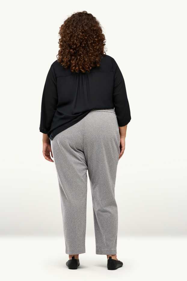 Femei - Pantaloni de stofă - talie înaltă - tapered fit - structurați - gri melanj