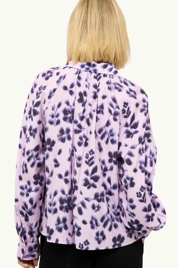 Dona - Brusa camisera - de flors - morat clar