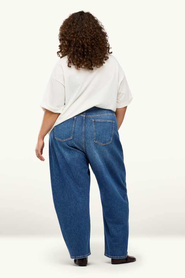 Damen - Barrel Jeans - High Waist - jeansblau