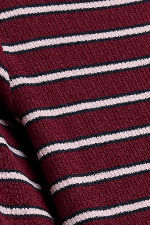Damen - T-Shirt - Regular Fit - gestreift - gestreift - bordeaux / weiss