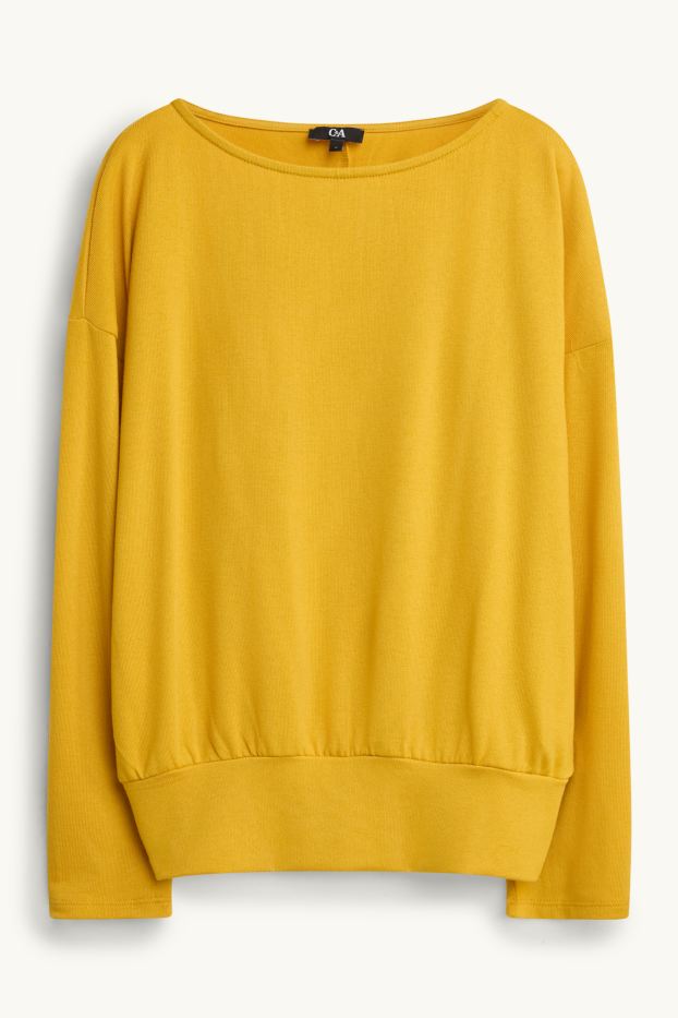 Dames - Longsleeve - slim fit - mosterdgeel