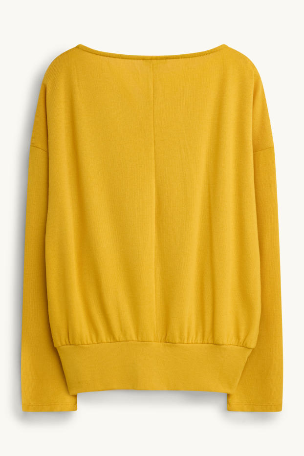 Dames - Longsleeve - slim fit - mosterdgeel