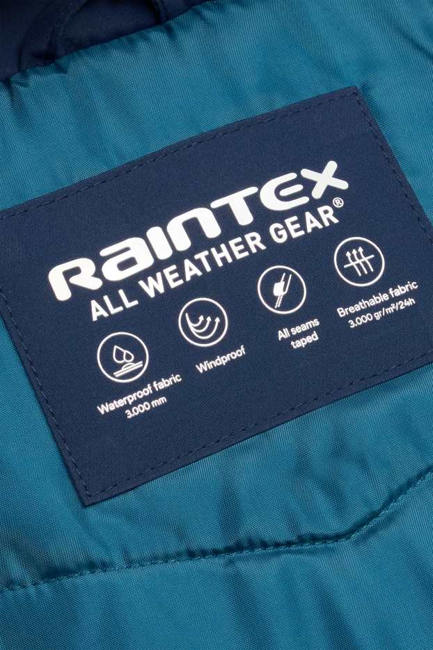 Kinder Jungen - Regenjacke mit Kapuze - gefüttert - wasserdicht - blau / dunkelblau