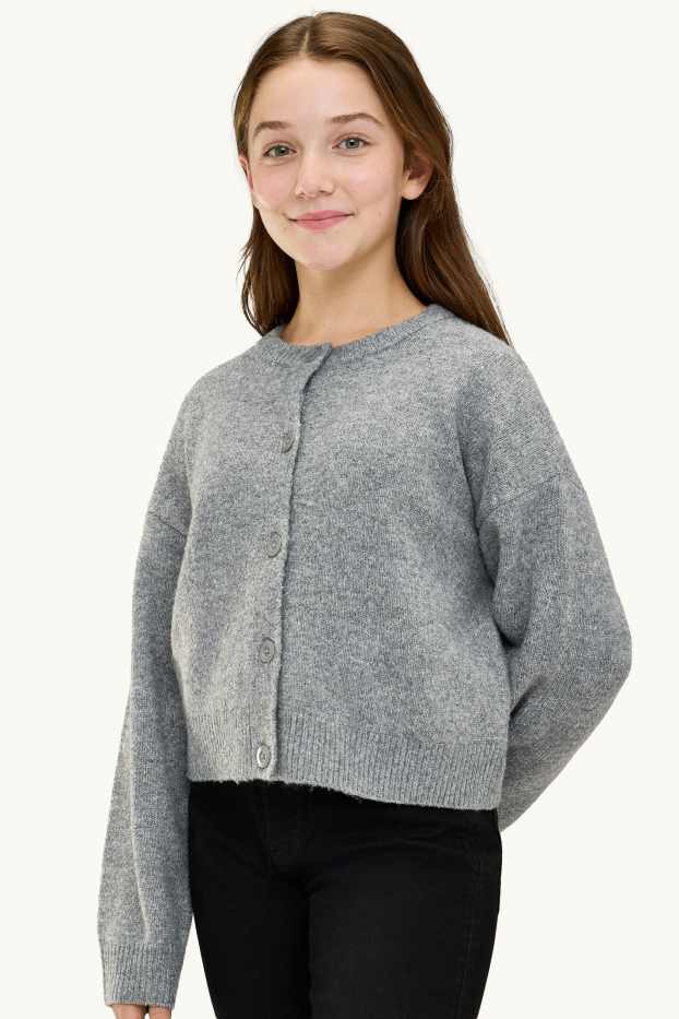 Enfants filles - Gilet en maille - gris