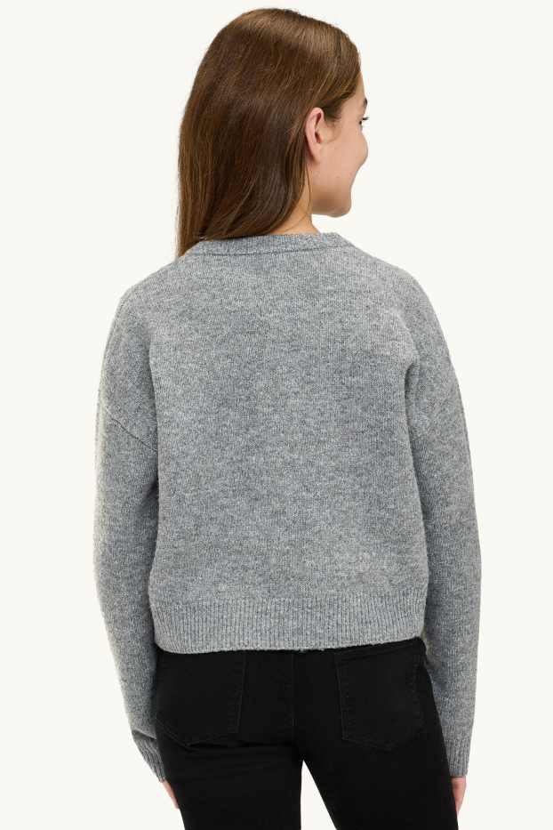 Enfants filles - Gilet en maille - gris