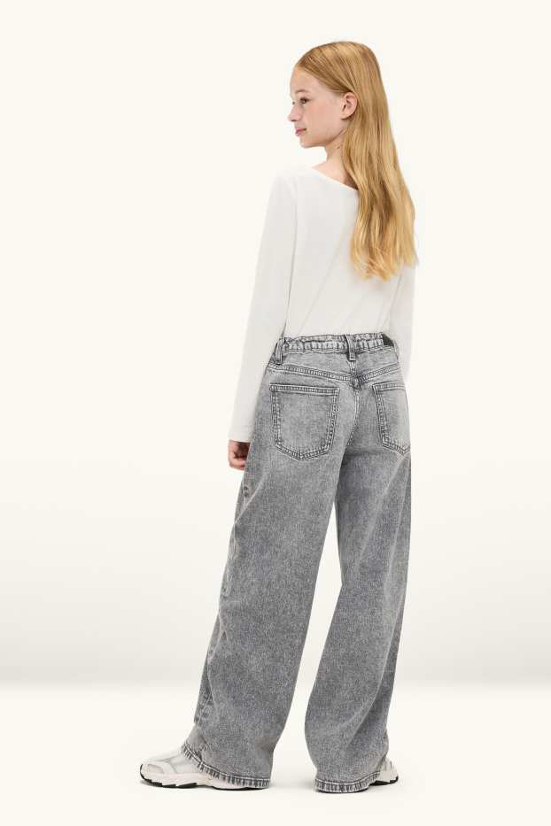 Nena - Wide Leg Jeans amb pedres d’estràs - gris/platejat