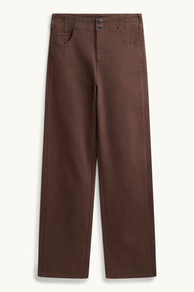 Femei - Pantaloni de stofă - talie înaltă - straight fit - maro
