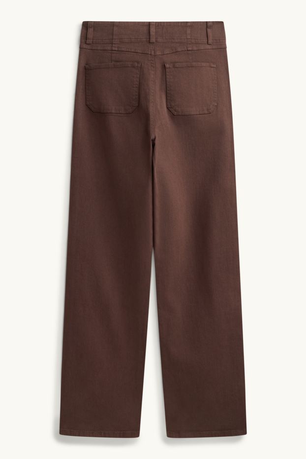 Femei - Pantaloni de stofă - talie înaltă - straight fit - maro