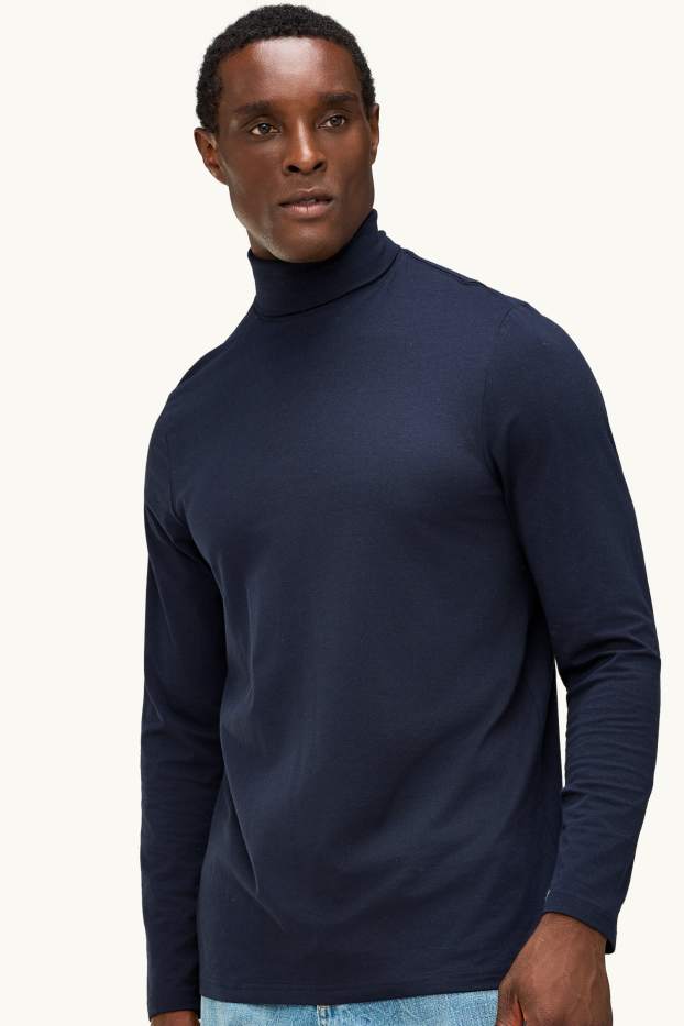 Herren - Rollkragenshirt - dunkelblau